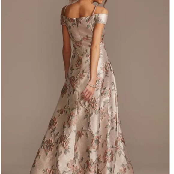 New NIGHTWAY NY Off The Shoulder Brocade 21937 Rose Ball Prom Gown Slit Formal 4 - Picture 10 of 13